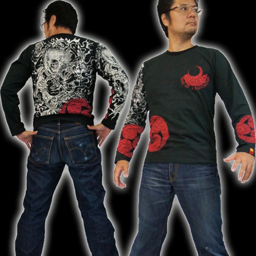 Samurai Soul God Of Lightning Graphic Long Sleeve Shirt Size Medium
